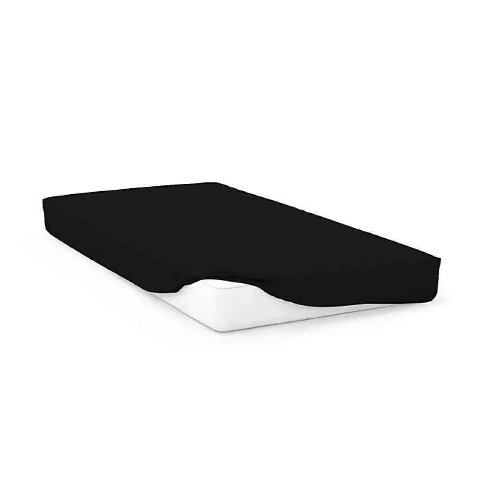 Soleil D'Ocre Drap housse en coton 57 fils 140x200 cm UNI noir, par* Drap Housse|Drap Housse