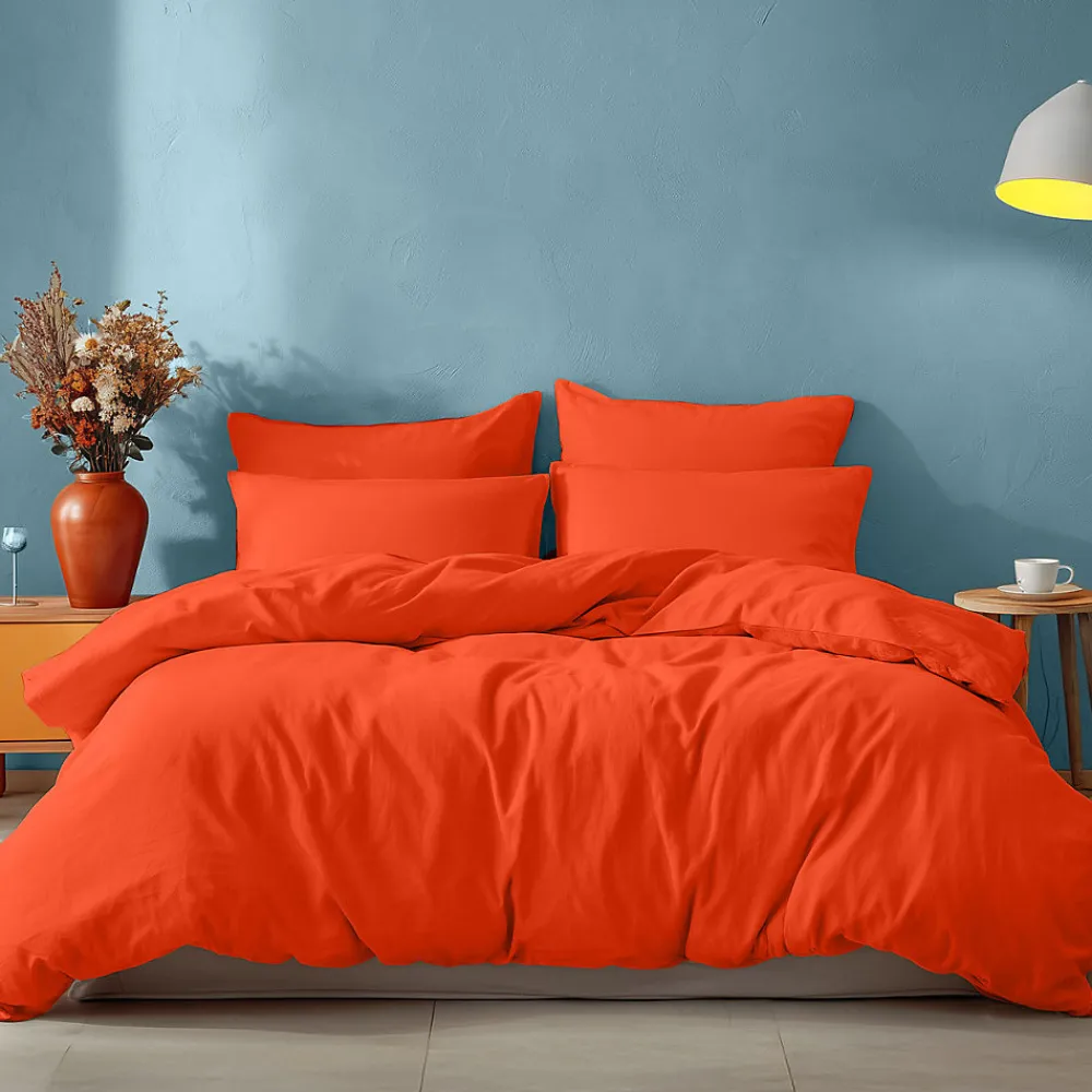 Drap housse en coton bonnet 30 cm Corail 200x200 cm STUDIO>Sensei Maison Clearance