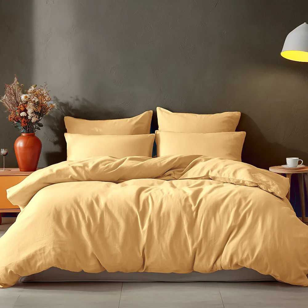 Drap housse en coton bonnet 30 cm Miel 120x190 cm STUDIO>Sensei Maison Clearance