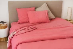 Drap housse en coton Lavé (160x200 cm - Rose)>Toison d'Or Hot
