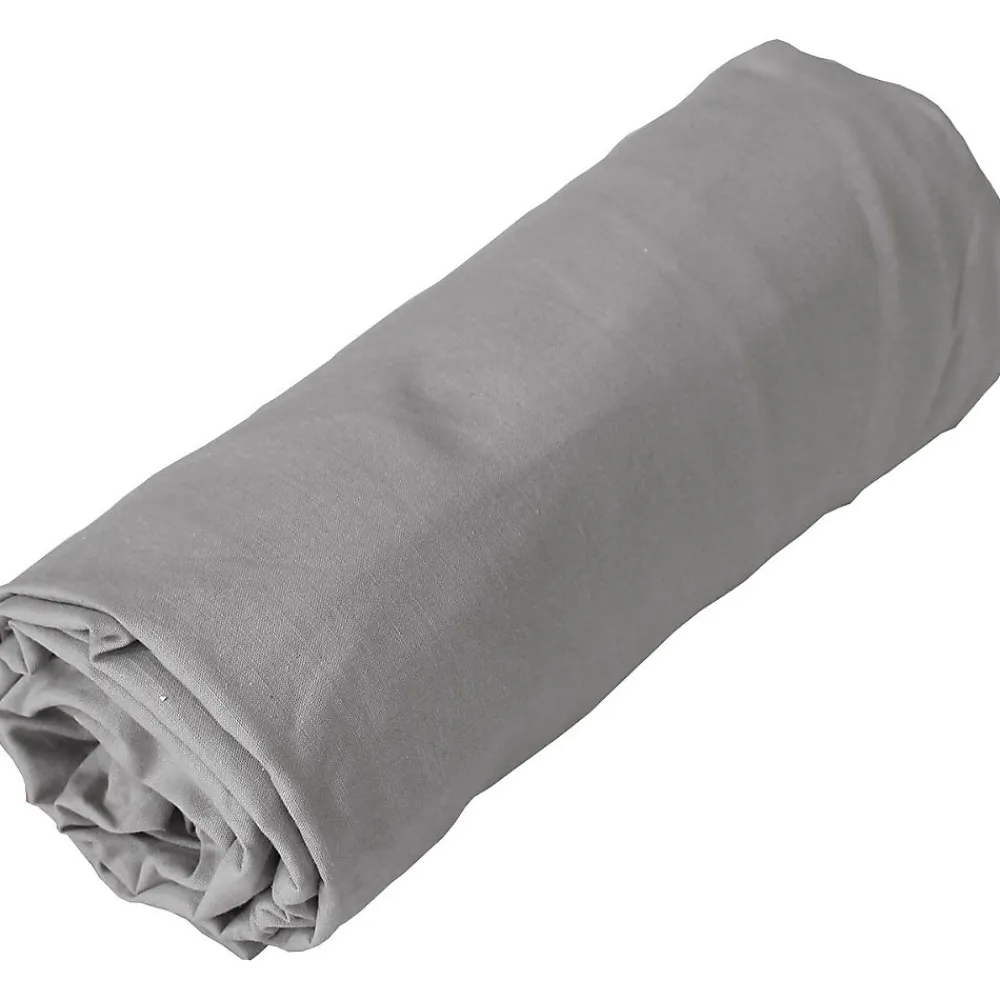 Drap housse en coton Lavé (140x190 cm - Gris)>Toison d'Or Discount
