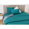 Drap housse en coton Lavé (90x190 cm - Bleu Paon)>Toison d'Or Online