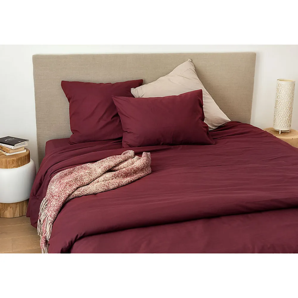 Drap housse en coton Lavé (180x200 cm - Griotte)>Toison d'Or Clearance