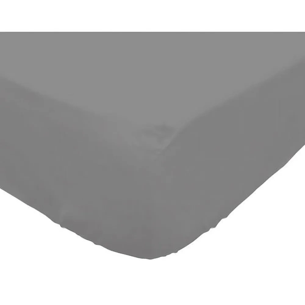 Drap housse en coton 160x200 cm PERCALE gris, par>Soleil D'Ocre