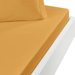 Drap housse en flanelle de coton bonnet 30 cm Caramel 120x190 cm KLAPPEN>Sensei Maison Outlet
