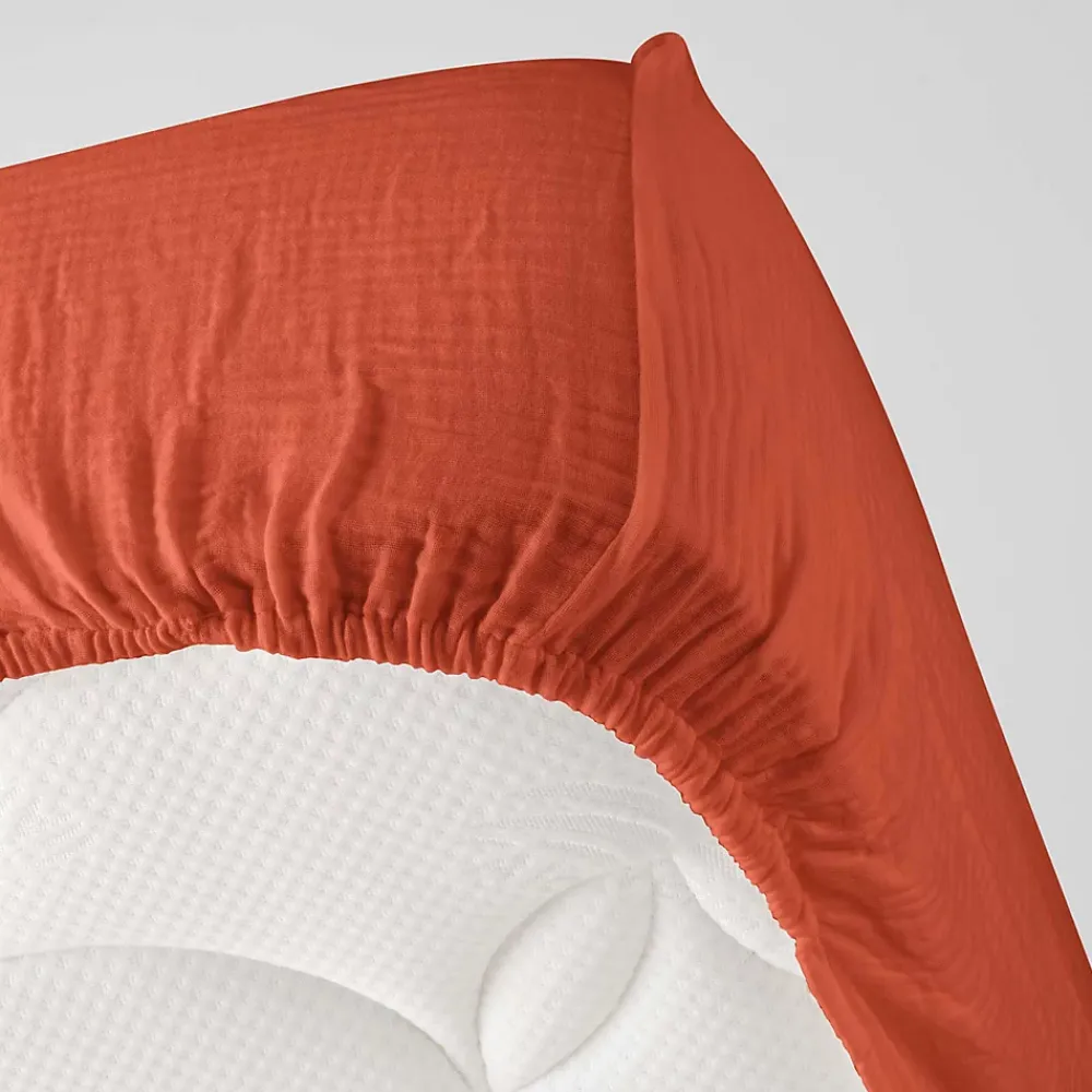 Eden Drap housse en gaze de coton Tendance uni* Drap Housse|Drap Housse