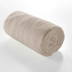 Drap Housse en gaze de coton (160x200 cm - Sable)>Douceur D'Intérieur Online