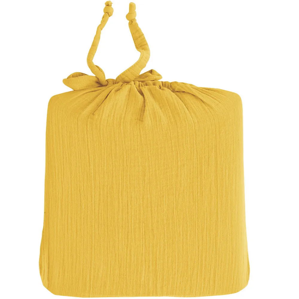 Drap housse en gaze de coton bonnet 30 cm Miel 80x200 cm LOFT>Sensei Maison Clearance