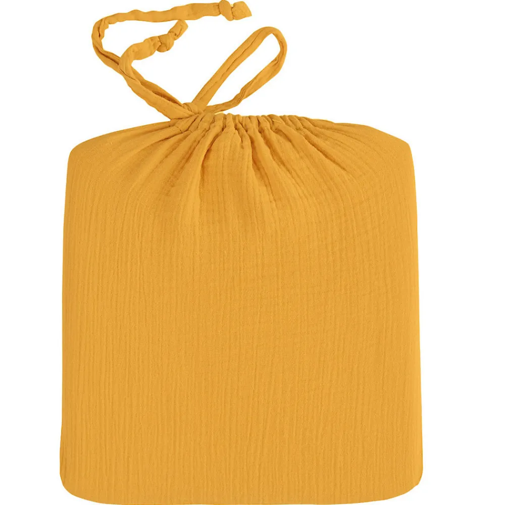 Drap housse en gaze de coton bonnet 30 cm Miel 80x200 cm LOFT>Sensei Maison Clearance
