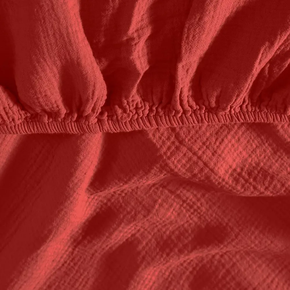 Sensei Maison Drap housse en gaze de coton bonnet 30 cm Terracota 140x200 cm LOFT* Drap Housse|Drap Housse