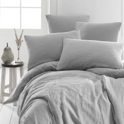 Drap housse en gaze de coton bonnet 30 cm Gris Perle 180x200 cm LOFT><noscript><img width=