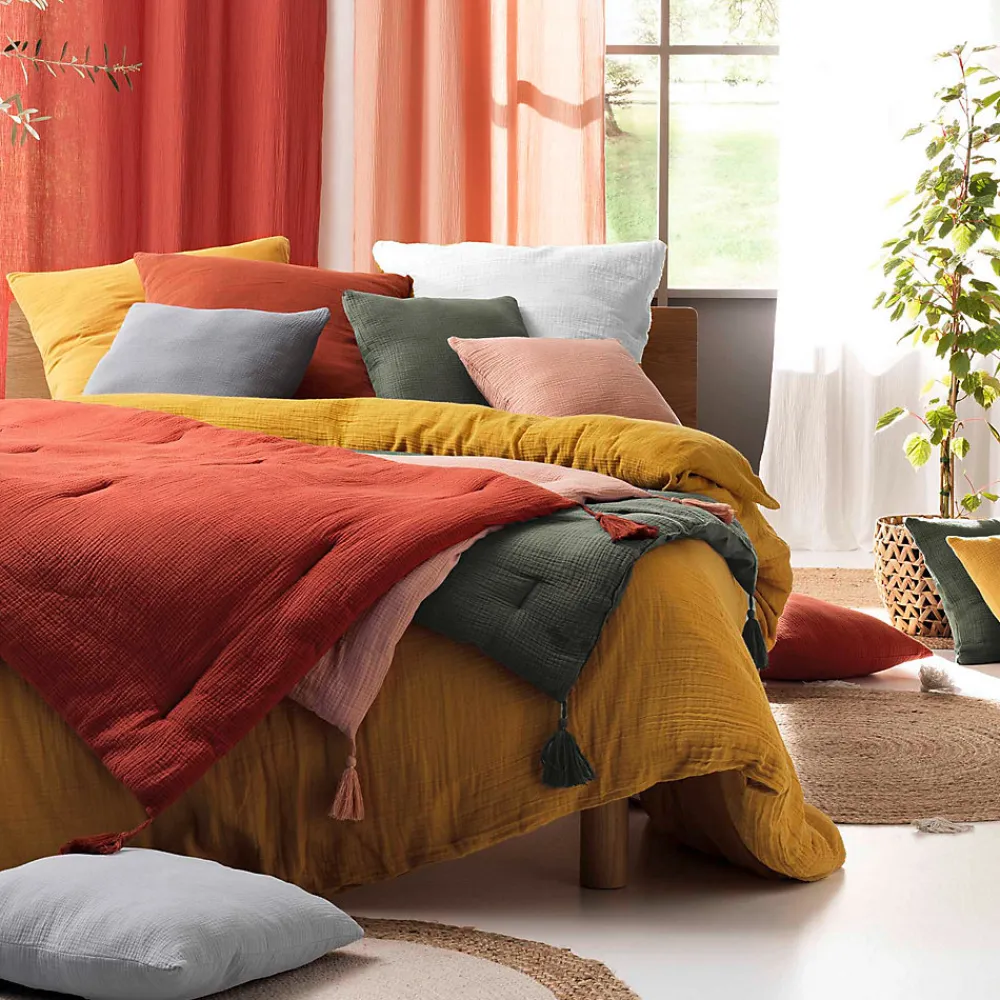 Drap housse en gaze de coton Tendance uni>Eden