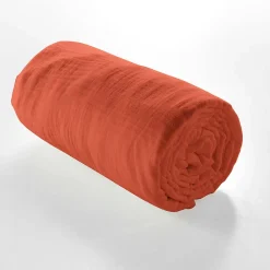 Douceur D'Intérieur Drap Housse en gaze de coton (140x190 cm - Terracotta)* Drap Housse|Drap Housse