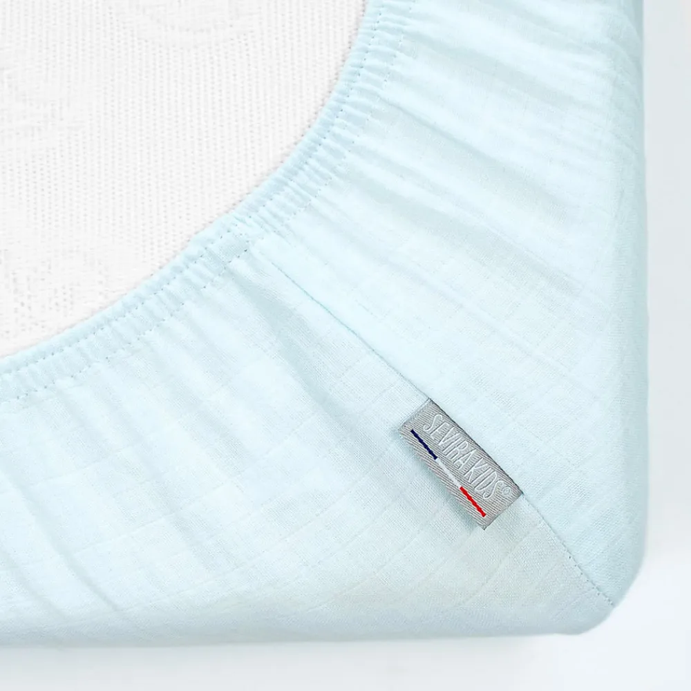Drap housse en gaze de coton à carreaux>Sevira Kids Online