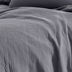 Drap housse en gaze de coton bonnet 30 cm Ardoise 160x200 cm LOFT><noscript><img width=