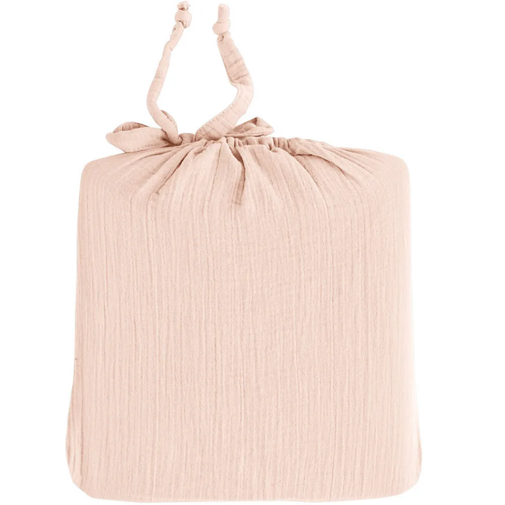 Drap housse en gaze de coton bonnet 30 cm Poudre 180x200 cm LOFT>Sensei Maison Best