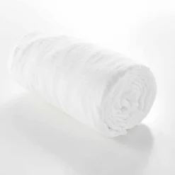 Drap Housse en gaze de coton (140x190 cm - Blanc)>Douceur D'Intérieur Discount