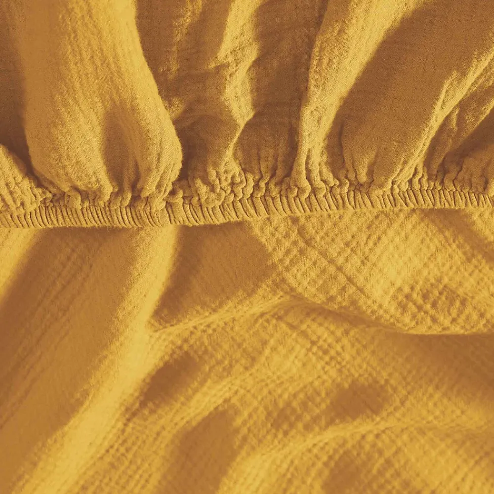 Sensei Maison Drap housse en gaze de coton bonnet 30 cm Caramel 80x200 cm LOFT* Drap Housse|Drap Housse