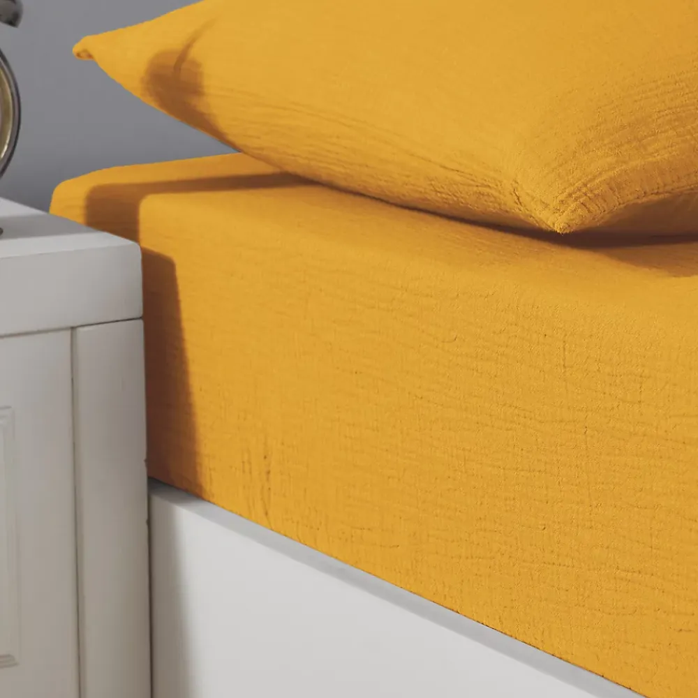 Sensei Maison Drap housse en gaze de coton bonnet 30 cm Caramel 80x200 cm LOFT* Drap Housse|Drap Housse
