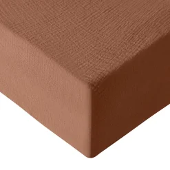 Sensei Maison Drap housse en gaze de coton bonnet 30 cm Brique 140x200 cm LOFT* Drap Housse|Drap Housse