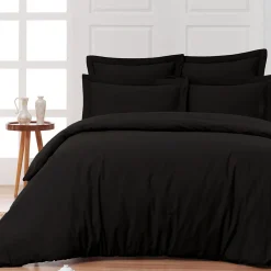 Drap housse en percale de coton bonnet 30 cm Noir 180x200 cm SOFT PERCALE>Sensei Maison Sale