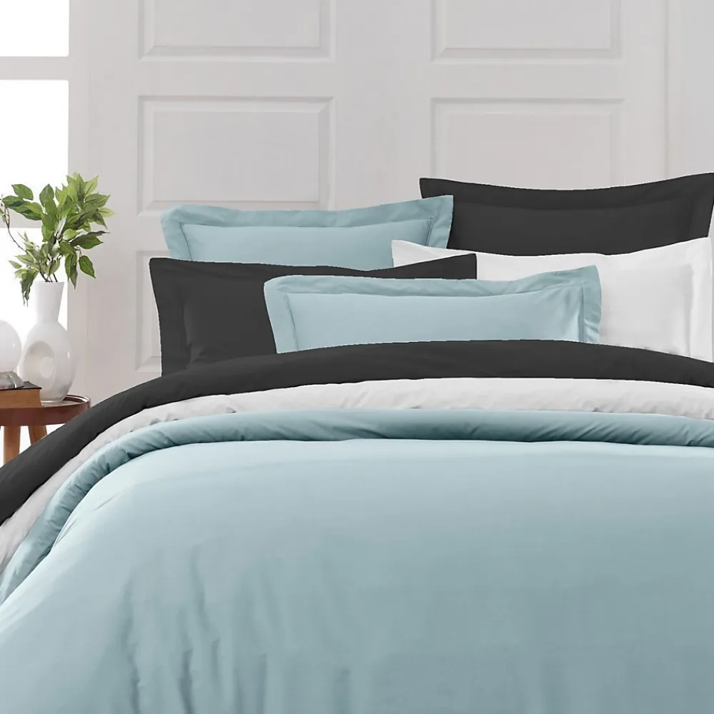 Drap housse en percale de coton bonnet 30 cm Bleu Arctic 140x200 cm SOFT PERCALE>Sensei Maison