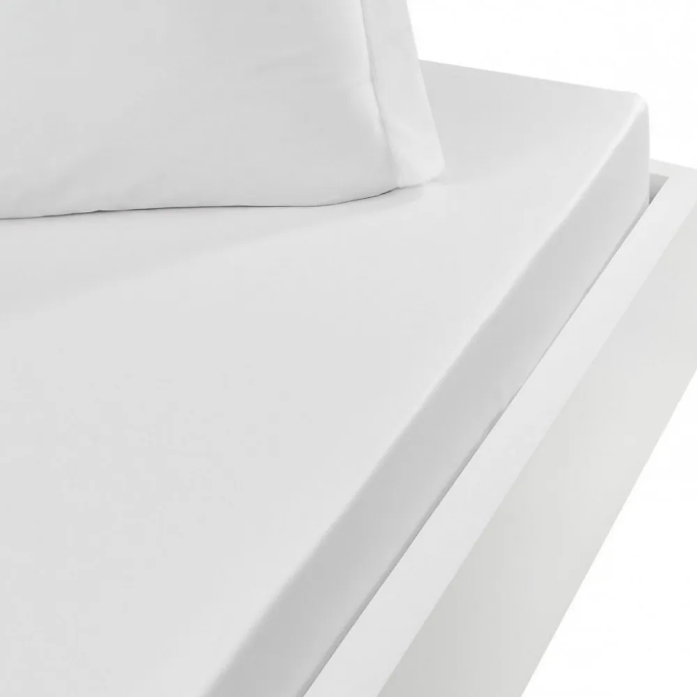 Drap housse en percale de coton bonnet 30 cm Blanc 140x200 cm SOFT PERCALE>Sensei Maison New