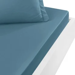 Drap housse en percale de coton bonnet 30 cm Cobalt 120x190 cm SOFT PERCALE>Sensei Maison Clearance