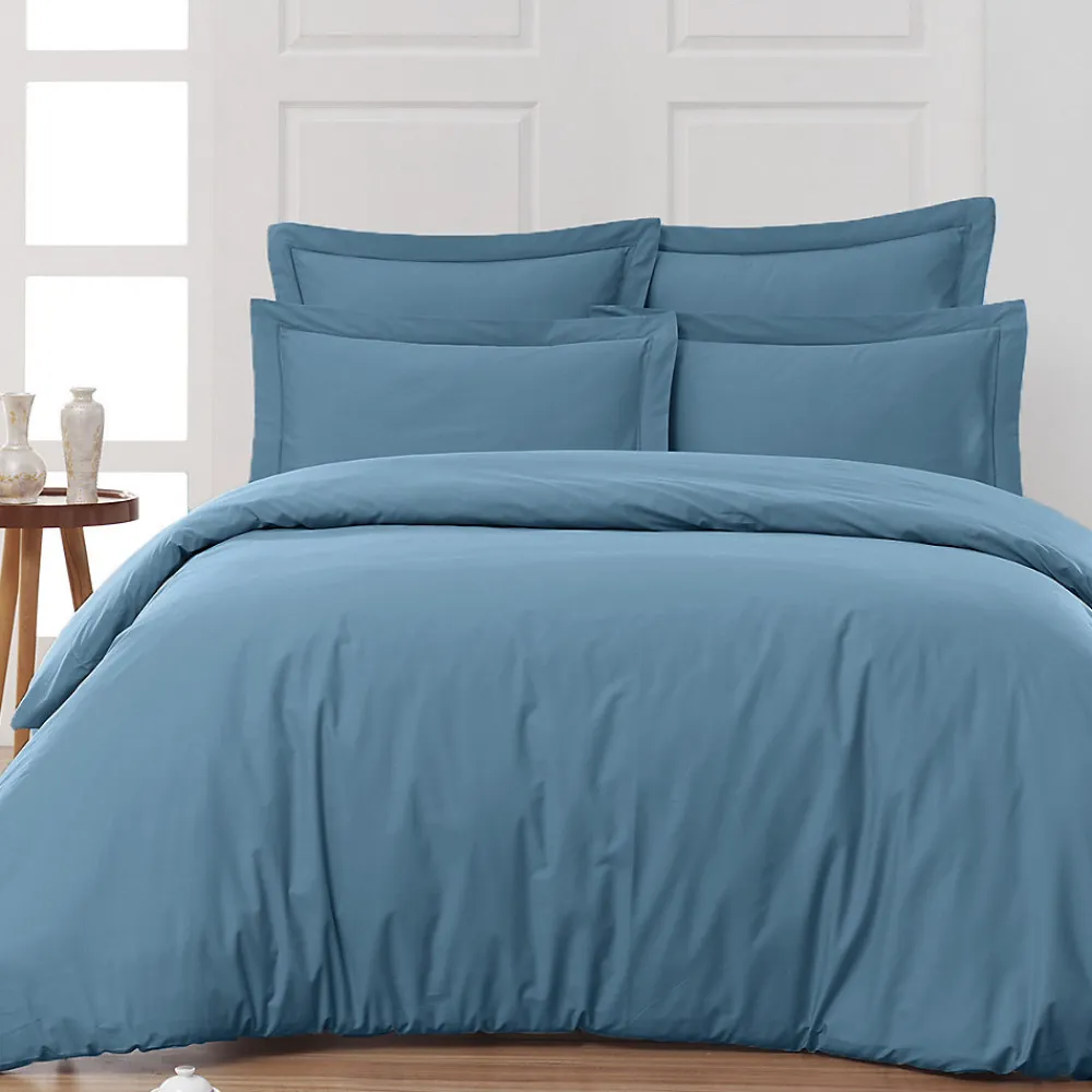 Drap housse en percale de coton bonnet 30 cm Cobalt 120x190 cm SOFT PERCALE>Sensei Maison Clearance