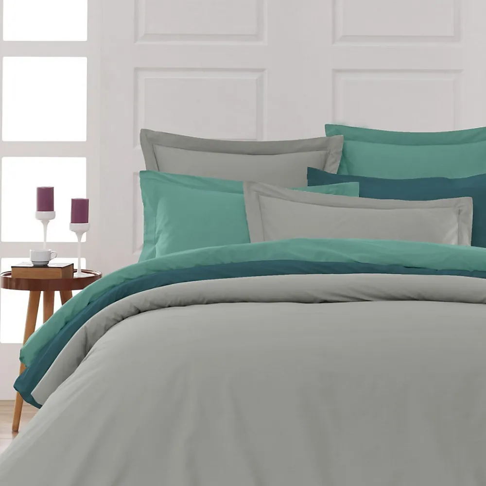 Drap housse en percale de coton bonnet 30 cm Gris Perle 140x190 cm SOFT PERCALE>Sensei Maison Best