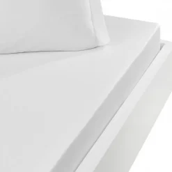 Drap housse en percale de coton bonnet 30 cm Blanc 200x200 cm SOFT PERCALE>Sensei Maison