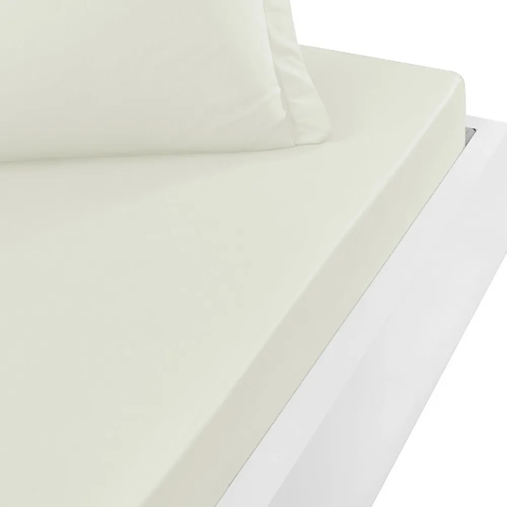Drap housse en percale de coton bonnet 30 cm Ecru 200x200 cm SOFT PERCALE>Sensei Maison Hot