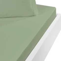 Sensei Maison Drap housse en percale de coton bonnet 30 cm Sauge 80x200 cm SOFT PERCALE* Drap Housse|Drap Housse
