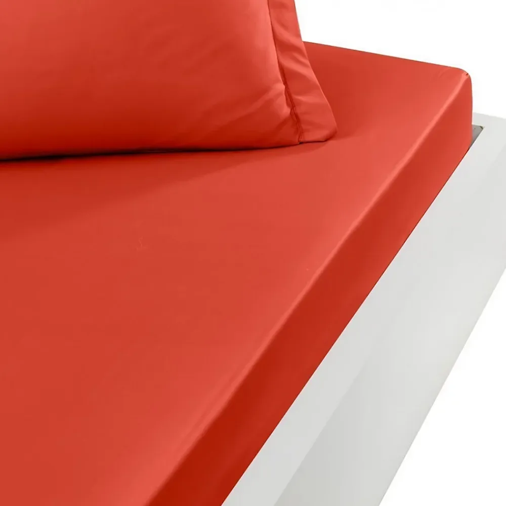 Sensei Maison Drap housse en percale de coton bonnet 30 cm Terracota 200x200 cm SOFT PERCALE* Drap Housse|Drap Housse