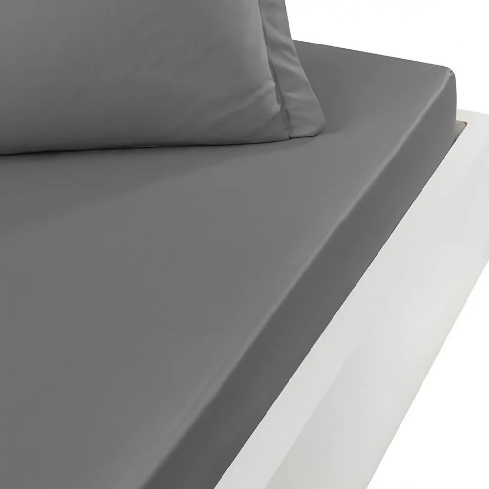 Drap housse en percale de coton bonnet 30 cm Galet 120x190 cm SOFT PERCALE>Sensei Maison Online