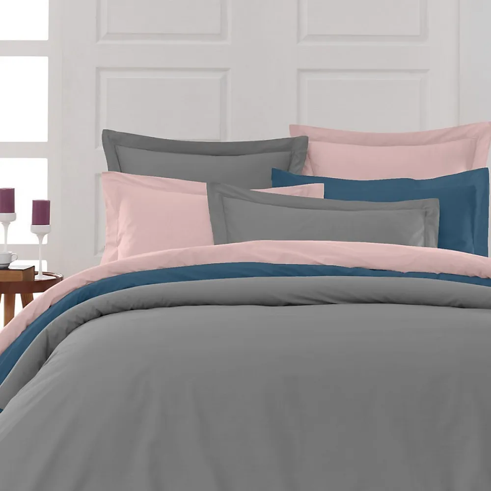Drap housse en percale de coton bonnet 30 cm Galet 120x190 cm SOFT PERCALE>Sensei Maison Online