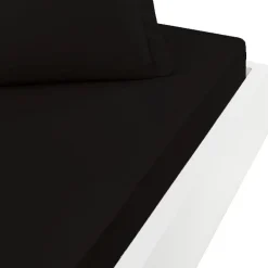 Drap housse en percale de coton bonnet 30 cm Noir 140x200 cm SOFT PERCALE>Sensei Maison Discount