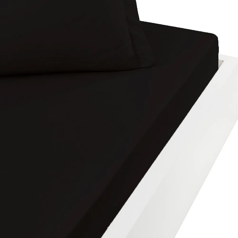 Drap housse en percale de coton bonnet 30 cm Noir 140x200 cm SOFT PERCALE>Sensei Maison Discount