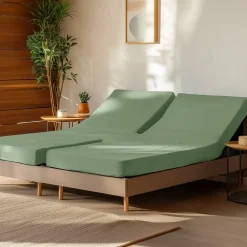Drap housse en percale de coton pour lit articulé Sauge 140x190 cm SOFT PERCALE>Sensei Maison Best