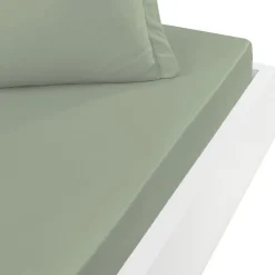 Drap housse en percale de coton pour lit articulé Sauge 140x190 cm SOFT PERCALE><noscript><img width=