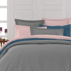 Drap housse en percale de coton bonnet 30 cm Galet 200x200 cm SOFT PERCALE><noscript><img width=