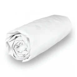 Drap housse en polycoton 200x200 cm PERCALE blanc, par>Soleil D'Ocre Hot