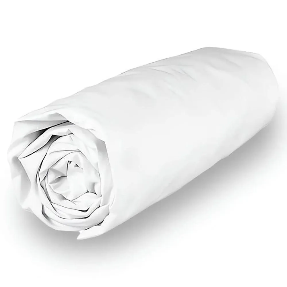 Drap housse en polycoton 90x200 cm PERCALE blanc, par>Soleil D'Ocre Clearance