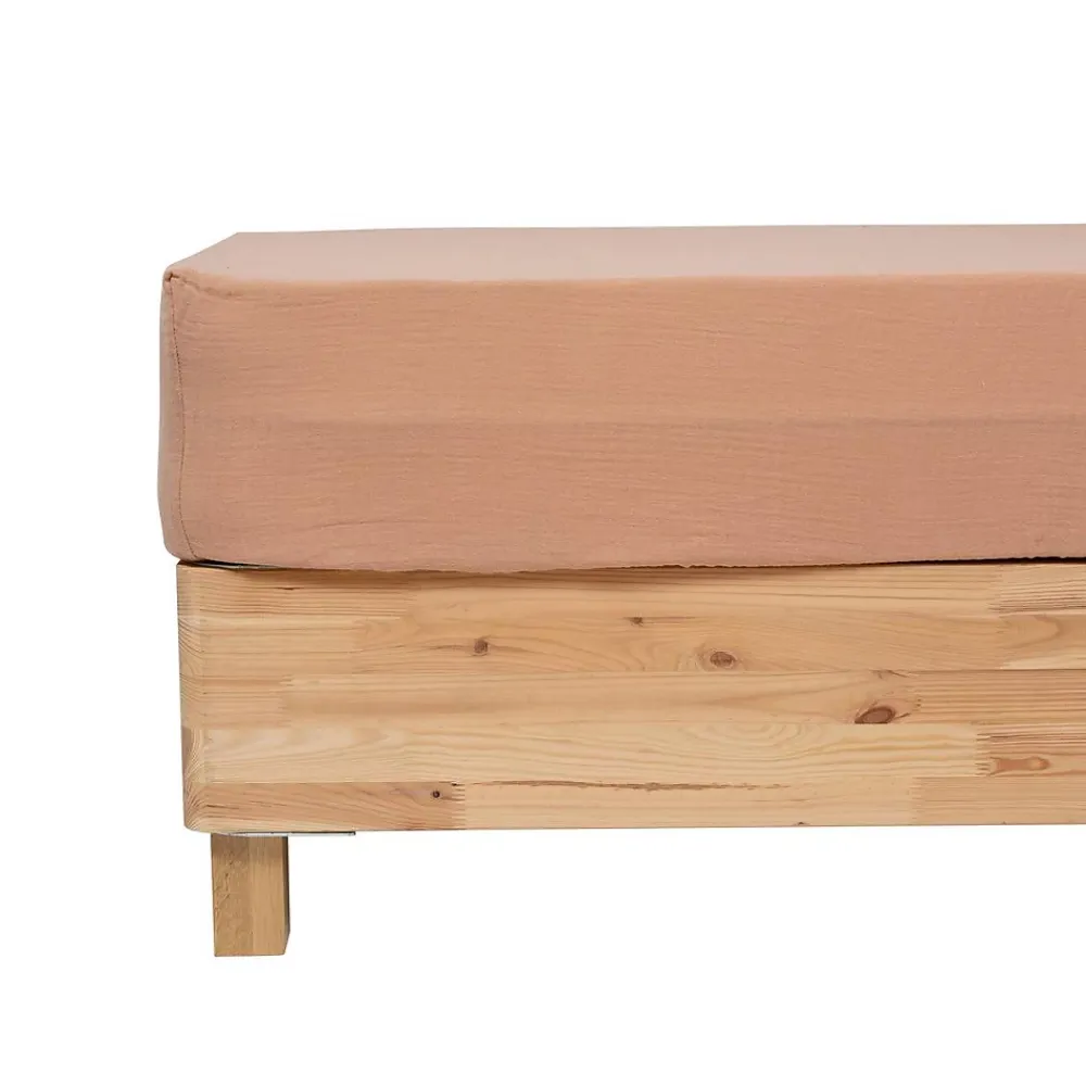 Atmosphera Créateur D'Intérieur Drap housse Flora gaze de coton rose 160x200cm - Atmosphera* Boutis, Couvre-Lit, Édredon