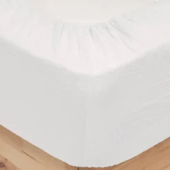 Drap housse Flora gaze de coton blanc 140x190cm - Atmosphera><noscript><img width=