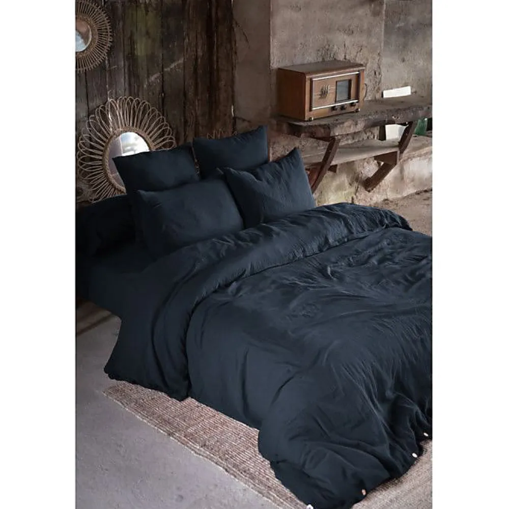 L'Effet Papillon Drap housse "Gaïa" toutes dimensions "Gaze de Coton" - Gaia Minuit - 90 x 200 cm bonnet de 30 cm* Drap Housse|Drap Housse
