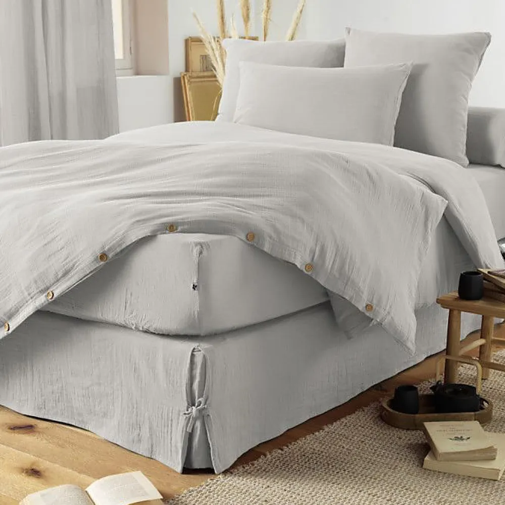 L'Effet Papillon Drap housse "Gaïa" toutes dimensions "Gaze de Coton" - Gaïa Nuage - 180 x 200 cm bonnet de 30 cm* Drap Housse|Drap Housse