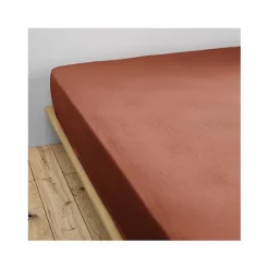 L'Effet Papillon Drap housse "Gaïa" toutes dimensions "Gaze de Coton" - Gaia Terracotta - 90 x 200 cm bonnet de 30 cm* Drap Housse|Drap Housse