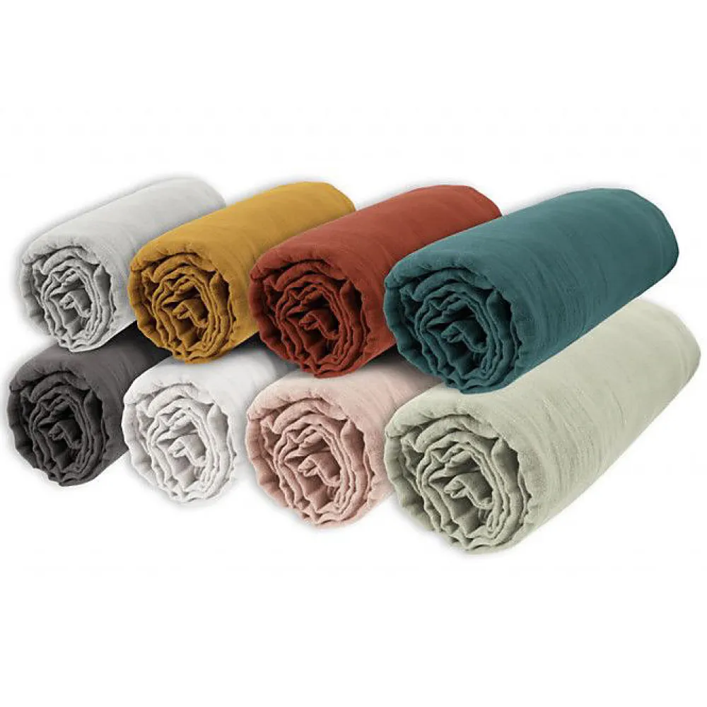 Drap housse "Gaïa" toutes dimensions "Gaze de Coton" - Gaïa Nuage - 160 x 200 cm bonnet de 30 cm>L'Effet Papillon Discount