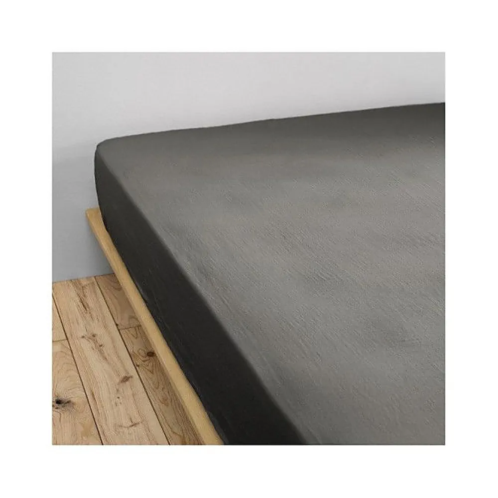 L'Effet Papillon Drap housse "Gaïa" toutes dimensions "Gaze de Coton" - Gaia Granit - 140 x 200 cm bonnet de 30 cm* Drap Housse|Drap Housse